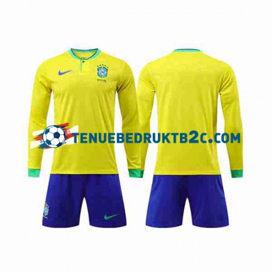 Thuisshirt Brazilië Voetbalteneu Kinderen WK 2022 L-S