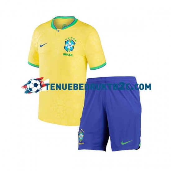 Thuisshirt Brazilië Voetbalteneu Kinderen WK 2022 S-S