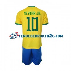 Thuisshirt Brazilië Neymar JR 10 Voetbalteneu Kinderen WK 2022 S-S