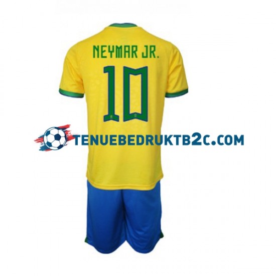 Thuisshirt Brazilië Neymar JR 10 Voetbalteneu Kinderen WK 2022 S-S