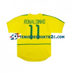 Thuisshirt Retro Brazilië RONALDINHO 11 Mannen 2002 S-S