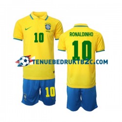 Thuisshirt Brazilië Ronaldinho 10 Voetbalteneu Kinderen WK 2022 S-S