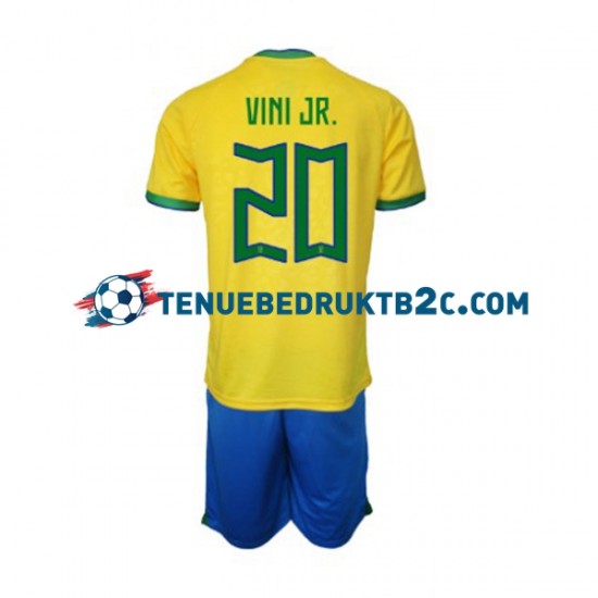 Thuisshirt Brazilië Vinicius Junior 20 Voetbalteneu Kinderen WK 2022 S-S