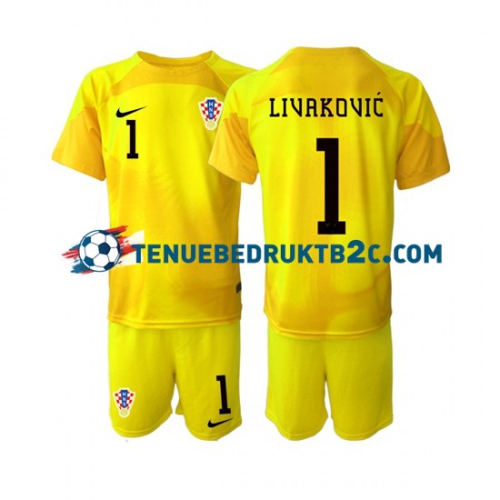 Thuisshirt Kroatië Keeper Dominik Livakovic 1 Voetbalteneu Kinderen WK 2022 S-S