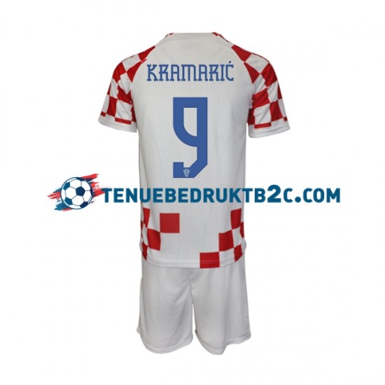 Thuisshirt Kroatië Kramaric 9 Voetbalteneu Kinderen WK 2022 S-S