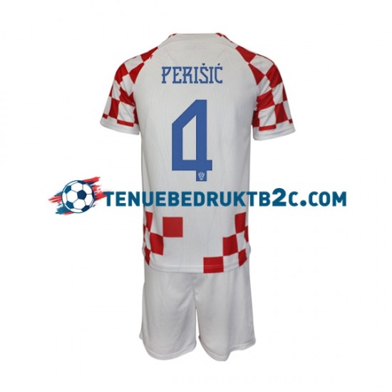 Thuisshirt Kroatië Perisic 4 Voetbalteneu Kinderen WK 2022 S-S