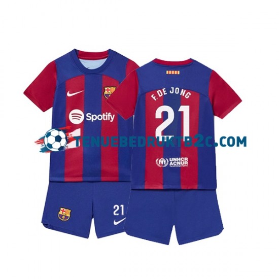 Thuisshirt FC Barcelona Frenkie de Jong 21 Voetbalteneu Kinderen 2023-24 S-S