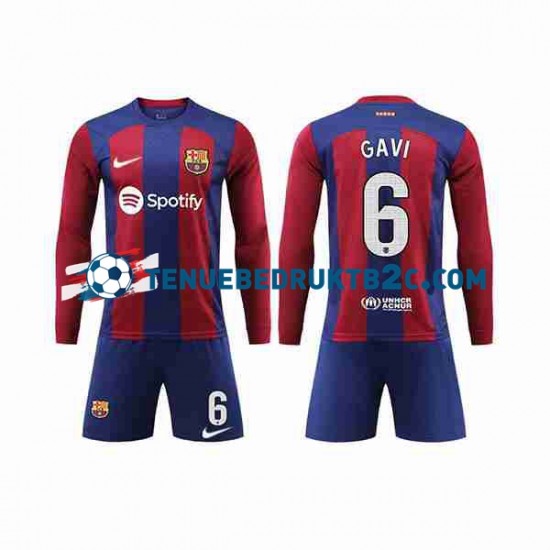 Thuisshirt FC Barcelona GAVI 6 Voetbalteneu Kinderen 2023-24 L-S