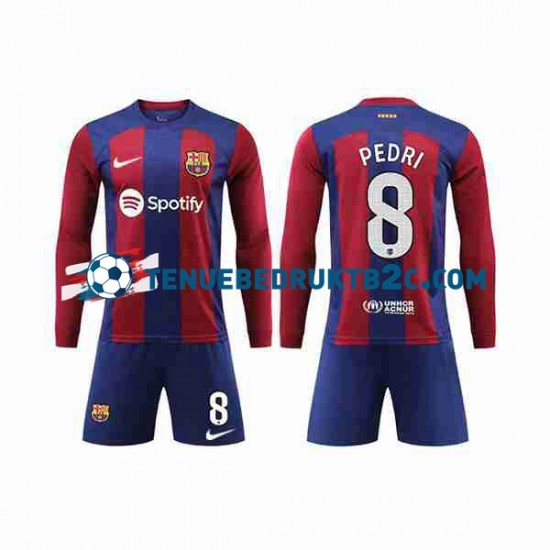 Thuisshirt FC Barcelona Pedri 8 Voetbalteneu Kinderen 2023-24 L-S