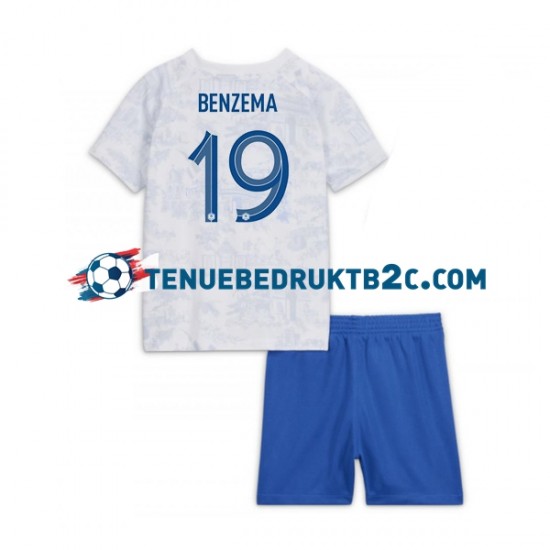 Uitshirt Frankrijk Benzema 19 Voetbalteneu Kinderen WK 2022 S-S