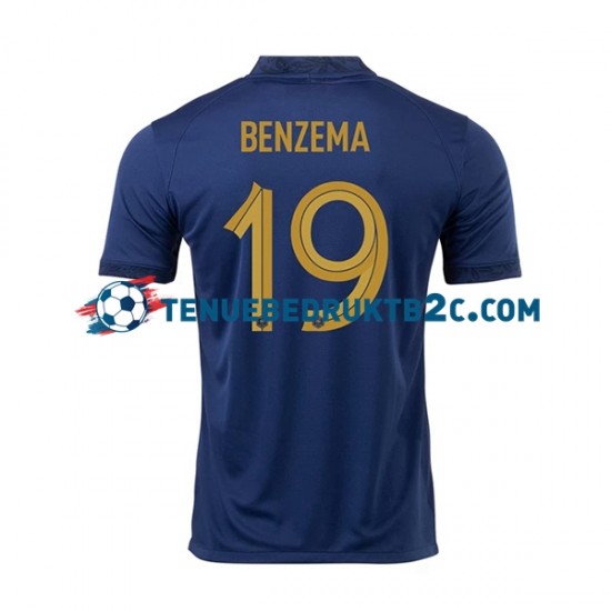 Thuisshirt Frankrijk Benzema 19 Mannen WK 2022 S-S