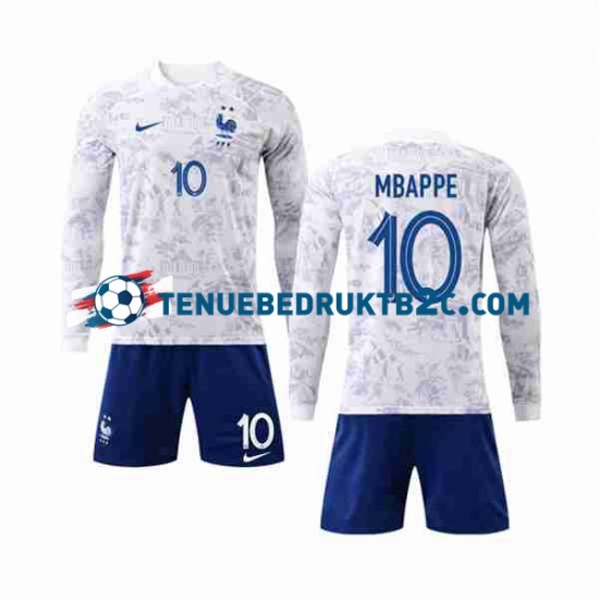 Uitshirt Frankrijk Mbappe 10 Voetbalteneu Kinderen WK 2022 L-S