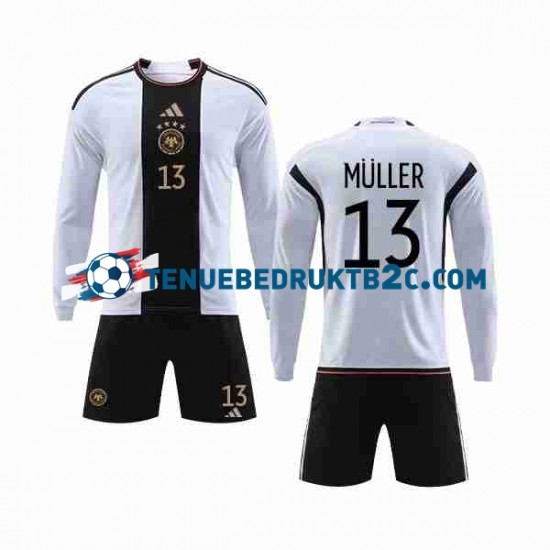 Thuisshirt Duitsland MULLER 13 Voetbalteneu Kinderen WK 2022 L-S