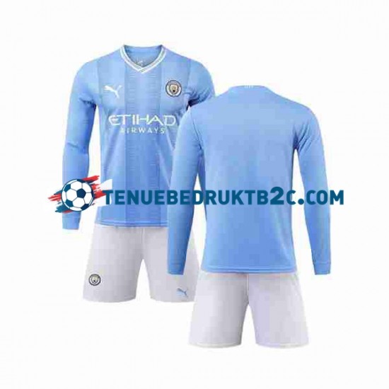 Thuisshirt Manchester City Voetbalteneu Kinderen 2023-24 L-S