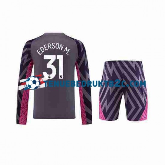 Uitshirt Manchester City Keeper Ederson Moraes 31 Voetbalteneu Kinderen 2023-24 L-S