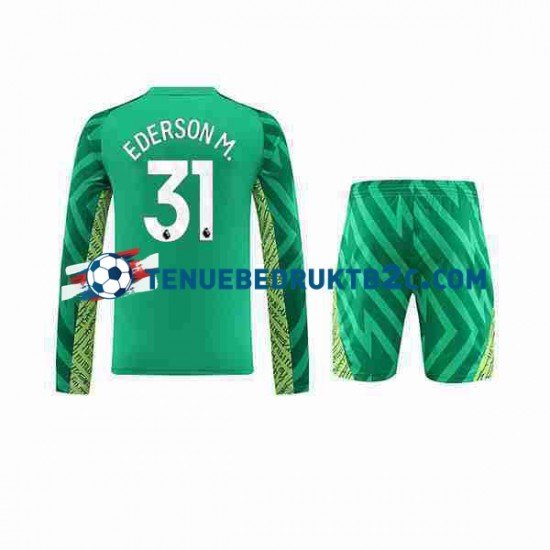 Thuisshirt Manchester City Keeper Ederson Moraes 31 Voetbalteneu Kinderen 2023-24 L-S