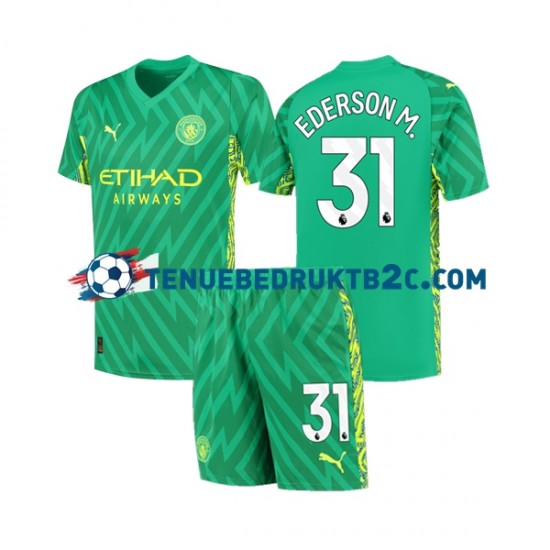 Thuisshirt Manchester City Keeper Ederson Moraes 31 Voetbalteneu Kinderen 2023-24 S-S