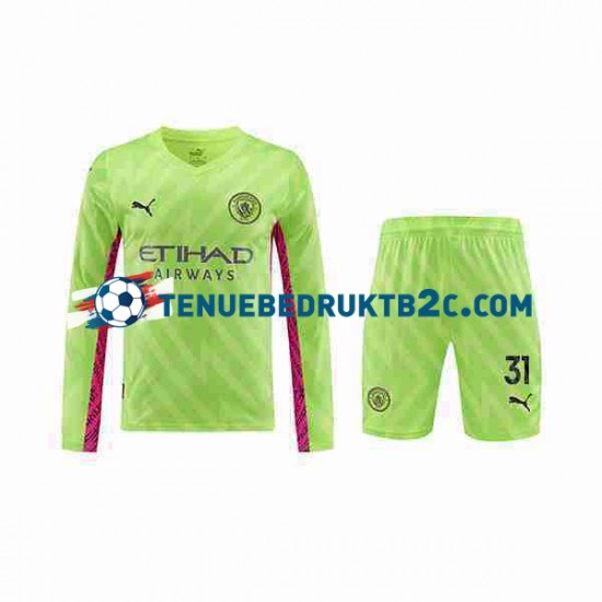 3de shirt Manchester City Keeper Ederson Moraes 31 Voetbalteneu Kinderen 2023-24 L-S