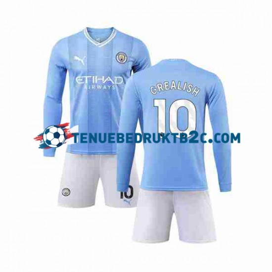 Thuisshirt Manchester City Grealish 10 Voetbalteneu Kinderen 2023-24 L-S