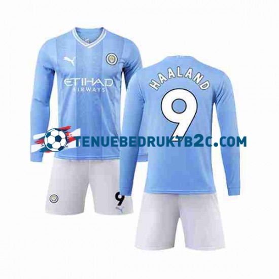 Thuisshirt Manchester City Haaland 9 Voetbalteneu Kinderen 2023-24 L-S