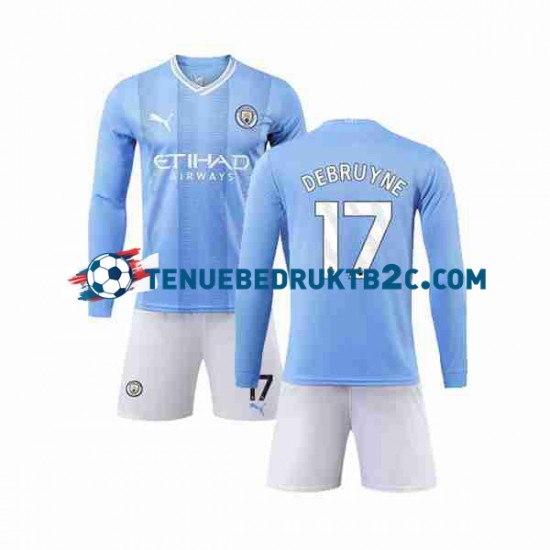 Thuisshirt Manchester City Kevin De Bruyne 17 Voetbalteneu Kinderen 2023-24 L-S