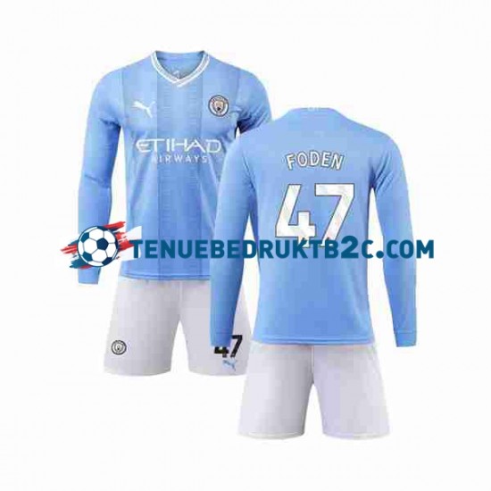 Thuisshirt Manchester City Phil Foden 47 Voetbalteneu Kinderen 2023-24 L-S