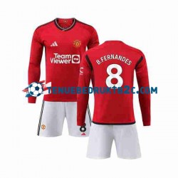 Thuisshirt Manchester United B Fernandes 8 Voetbalteneu Kinderen 2023-24 L-S