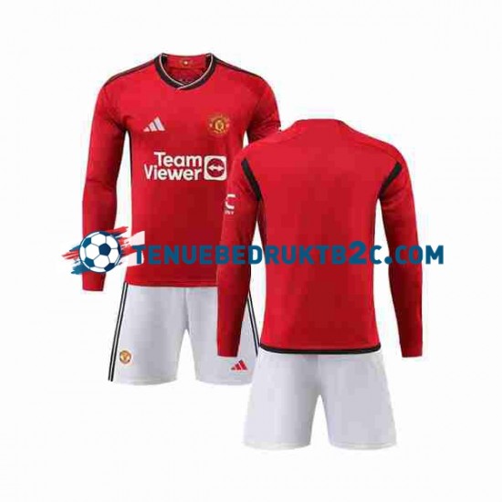 Thuisshirt Manchester United Voetbalteneu Kinderen 2023-24 L-S