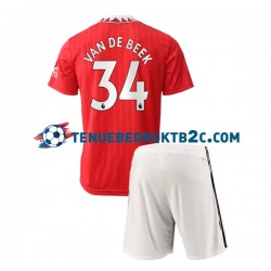 Thuisshirt Manchester United Donny van de Beek 34 Voetbalteneu Kinderen 2022-23 S-S