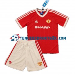 Thuisshirt Retro Manchester United 1984 Voetbalteneu Kinderen S-S