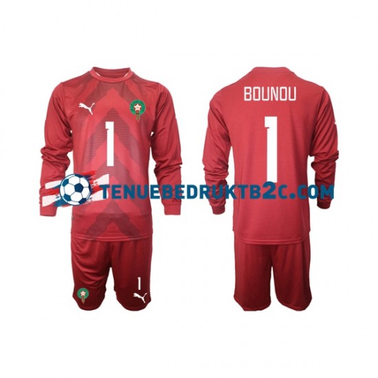 Thuisshirt Marokko Keeper Yassine Bounou 1 Voetbalteneu Kinderen 2022 L-S