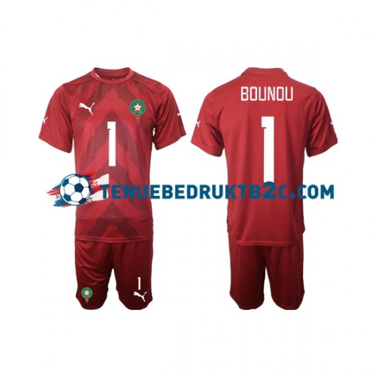 Thuisshirt Marokko Keeper Yassine Bounou 1 Voetbalteneu Kinderen 2022 S-S