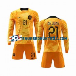 Thuisshirt Nederland De Jong 21 Voetbalteneu Kinderen WK 2022 L-S