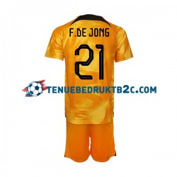 Thuisshirt Nederland Frenkie de Jong 21 Voetbalteneu Kinderen WK 2022 S-S