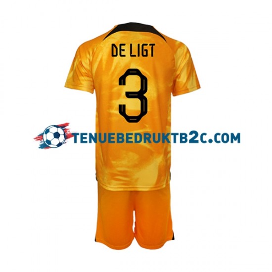 Thuisshirt Nederland Matthijs de Ligt 3 Voetbalteneu Kinderen WK 2022 S-S