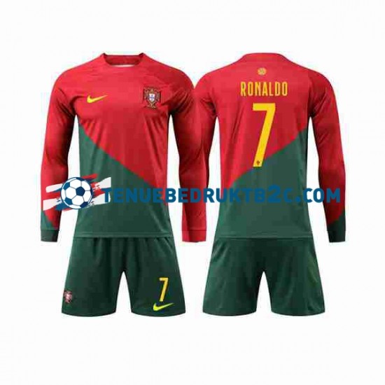 Thuisshirt Portugal Ronaldo 7 Voetbalteneu Kinderen WK 2022 L-S