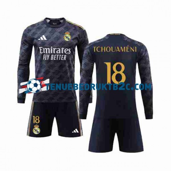 Uitshirt Real Madrid Aurelien Tchouameni 18 Voetbalteneu Kinderen 2023-24 L-S