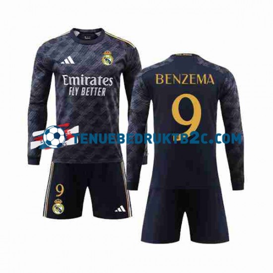 Uitshirt Real Madrid Benzema 9 Voetbalteneu Kinderen 2023-24 L-S