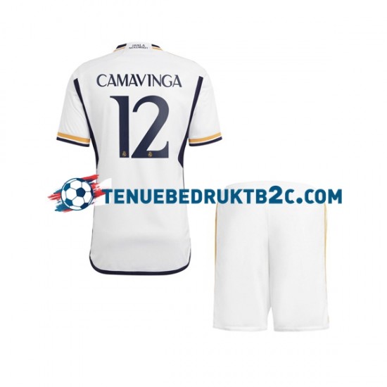 Thuisshirt Real Madrid Camavinga 12 Voetbalteneu Kinderen 2023-24 S-S