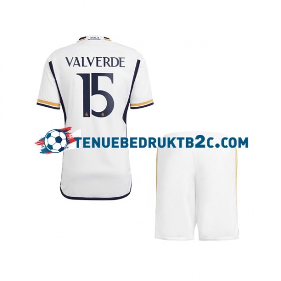 Thuisshirt Real Madrid Federico Valverde 15 Voetbalteneu Kinderen 2023-24 S-S