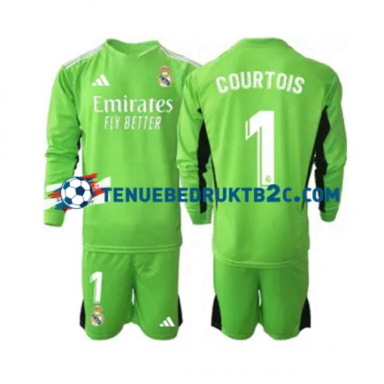 Thuisshirt Real Madrid Keeper Thibaut Courtois 1 Voetbalteneu Kinderen 2023-24 L-S