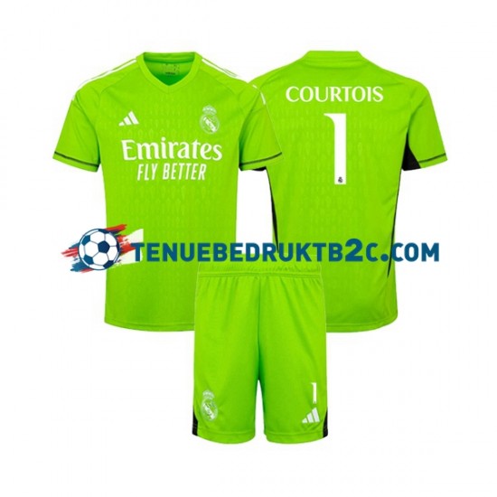 Thuisshirt Real Madrid Keeper Thibaut Courtois 1 Voetbalteneu Kinderen 2023-24 S-S