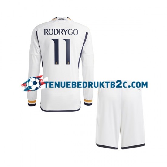 Thuisshirt Real Madrid Rodrygo Goes 11 Voetbalteneu Kinderen 2023-24 L-S