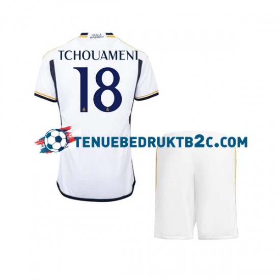 Thuisshirt Real Madrid TCHOUAMENI 18 Voetbalteneu Kinderen 2023-24 S-S