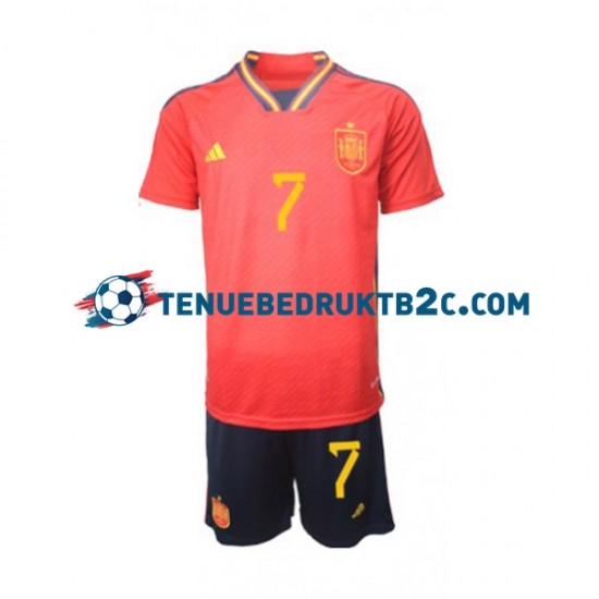 Thuisshirt Spanje Alvaro Morata 7 Voetbalteneu Kinderen WK 2022 S-S