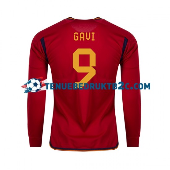 Thuisshirt Spanje Gavi 9 Mannen WK 2022 L-S