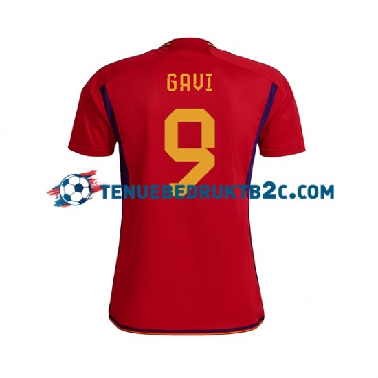 Thuisshirt Spanje Gavi 9 Mannen WK 2022 S-S