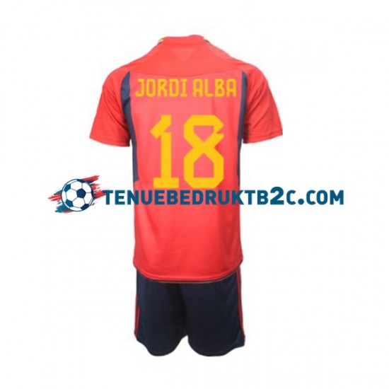 Thuisshirt Spanje Jordi Alba 18 Voetbalteneu Kinderen WK 2022 S-S