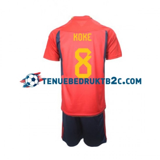 Thuisshirt Spanje Koke 8 Voetbalteneu Kinderen WK 2022 S-S