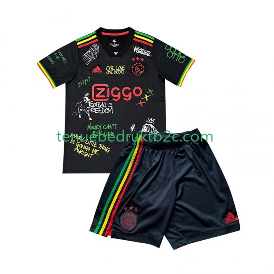 Thuisshirt AFC Ajax Bob Marley Special Voetbalteneu Kinderen 2025-26 S-S Zwart